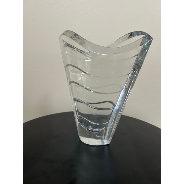 Baccarat Crystal Wave Vase France 1990s Large Size For Sale - Image 9 of 12