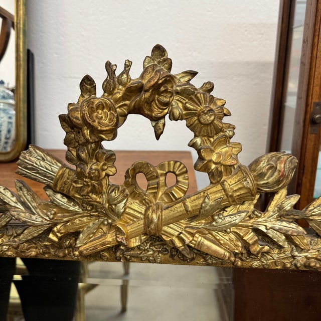 Gold Antique French Louis XVI Style Giltwood Mirror, 1800s For Sale - Image 8 of 14