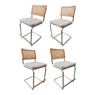 Vintage Cantilever Breuer Cesca Style Bar Stools With Footrests - Set of 4 For Sale