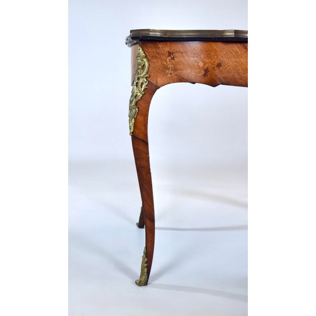 Early 20th Century French Louis XV Style Rosewood Marquetry Writing Table/Desk For Sale - Image 9 of 18