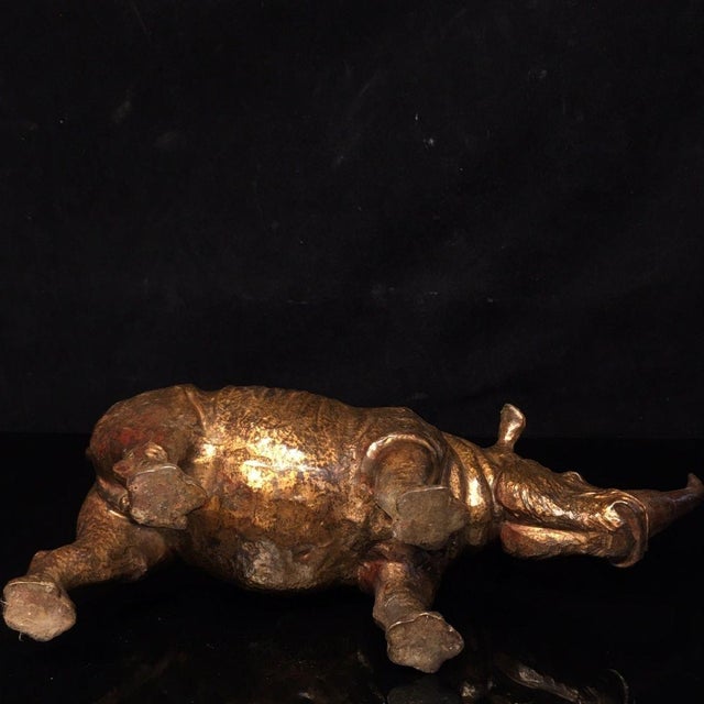 Late 19th Century Gilt Bronze Rhinoceros Statue, 1.1kg For Sale - Image 9 of 9