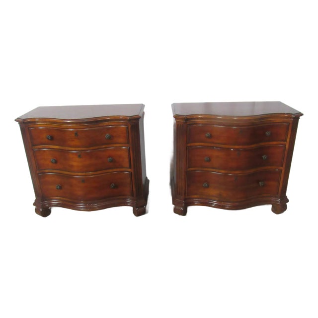 1980s Pair Designer Cherry Ethan Allen Nightstands Bachelors Chests Tuscany For Sale