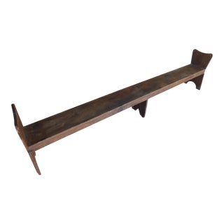 Antique 19th Century Primitive Mortised Bench 121.5"w For Sale