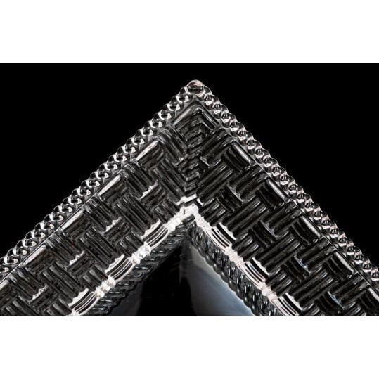 Contemporary Tiffany & Co. Clear Crystal 3-Piece Tableware Suite: "Woven" Platter, "Woven" Square Bowl & "Rock Cut" Votive Holder For Sale - Image 3 of 7