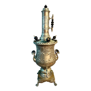 31" Tall Russian Samovar Silver Plated Decorative Embossings