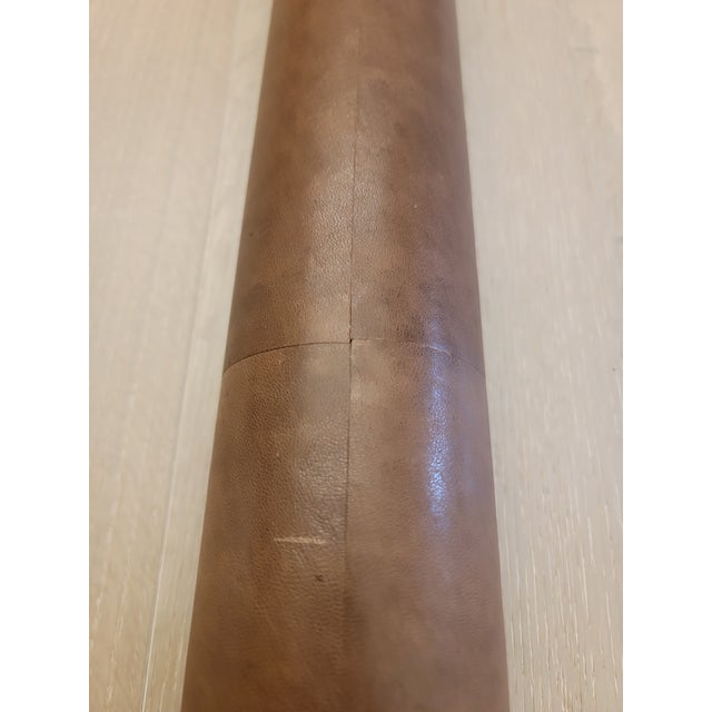 Apparatus Studio Cylinder Pendant Light in Aged Brass & Leather For Sale - Image 12 of 18