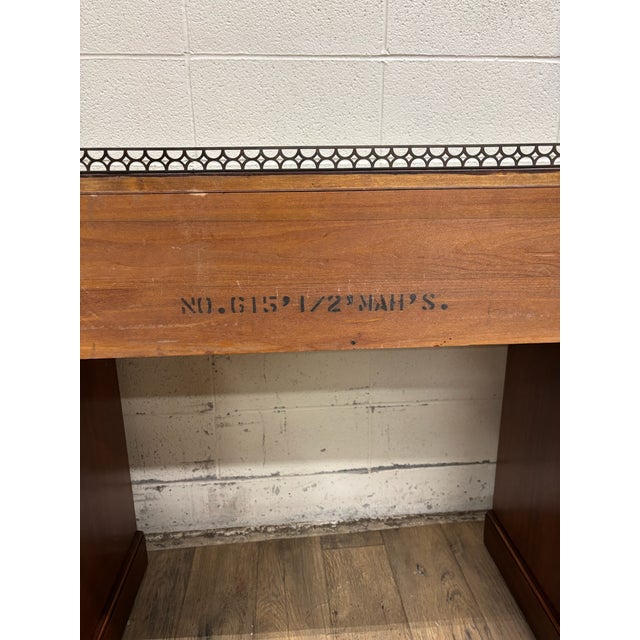 Vintage Chippendale Style Galleried Mahogany Sideboard Buffet Console Desk For Sale - Image 17 of 17