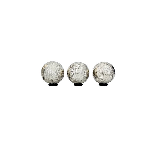 Late 19th-Century French Artisan Hand-Engraved Maillechort Pétanque Boules, Set of 3, Euc For Sale - Image 4 of 8