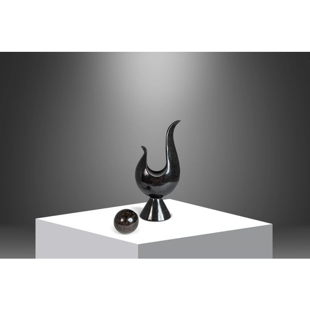 Post Modern Two-Piece Sculpture in Solid Black Marble, Usa, C. 1980's For Sale In Orlando - Image 6 of 12