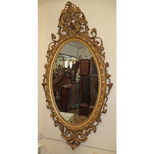 Mid 19th Century Large Mid 19th Century Gold Gilt American Philadelphia Floral Wall Mirror For Sale - Image 5 of 18