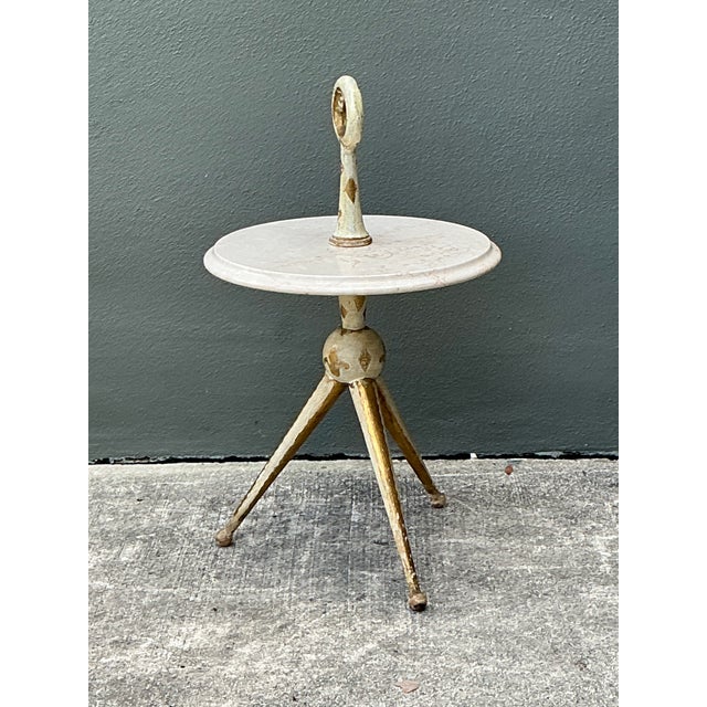 Alabaster Vintage 1940s Italian Gilt Tipped Side Table For Sale - Image 8 of 12