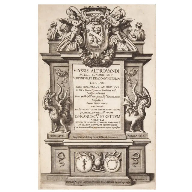 Traditional 17th Century Illustrated Vellum Book, Ulisse Aldrovandi's Serpentum Et Draconum Historiæ Libri Duo For Sale - Image 3 of 12