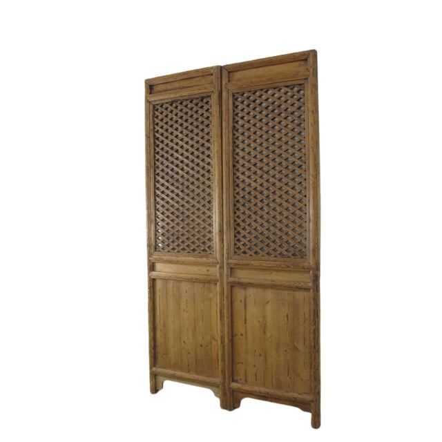 Chinese Early 20 Century Antique Chinese Screen Door - a Set of Lattice Screen Panels For Sale - Image 3 of 9