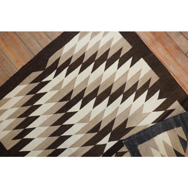 Early 20th Century Vintage Zabihi Collection Tribal Geometric American Navajo Rug - 3' x 3'8" For Sale - Image 5 of 6