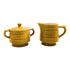 1970s Mustard Yellow Creamer and Sugar Bowl