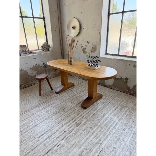 Brutalist Oval Table in Pine, 1950 For Sale - Image 13 of 18