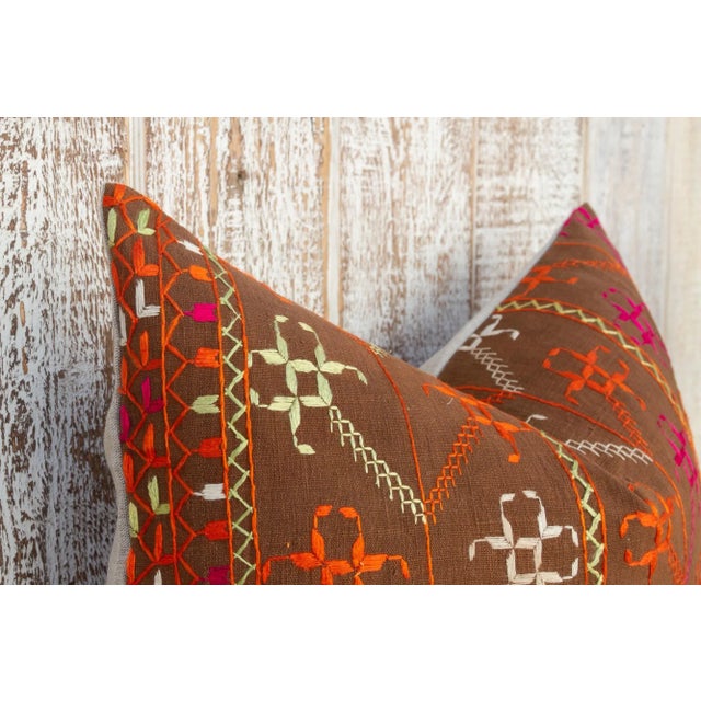 Kara Antique Indian Folk Lumbar Pillow For Sale - Image 4 of 10