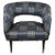 Mid-Century Modern Club Chair in Sapphire & Platinum Fabric With Ebonized Walnut For Sale