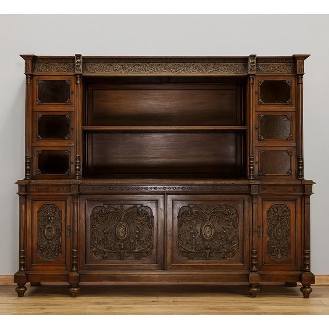 Purple Renaissance Style Buffet in Carved Walnut For Sale - Image 8 of 8