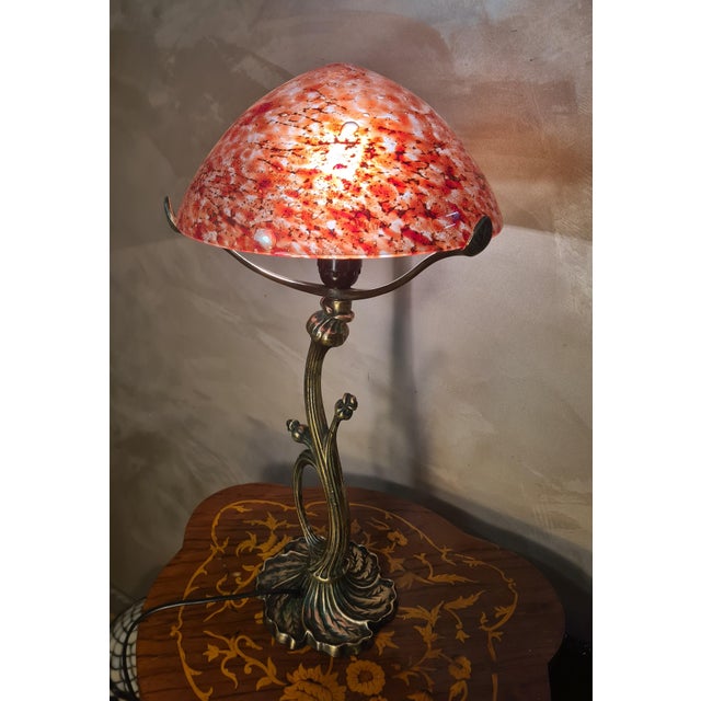 Art Nouveau Style Bronze Lamp, 1975 For Sale - Image 4 of 11