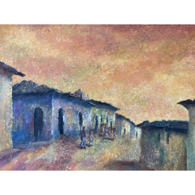 1998 Evelyn De Quinteros “Fantastic Midday” Spanish Village Oil on Canvas Painting For Sale - Image 9 of 12
