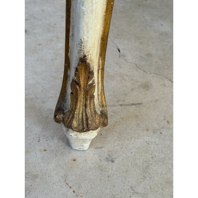 Antique White Late 19th Century Italian Hand-Carved Giltwood and Painted Console Table in the Rococo Revival Style For Sale - Image 8 of 12
