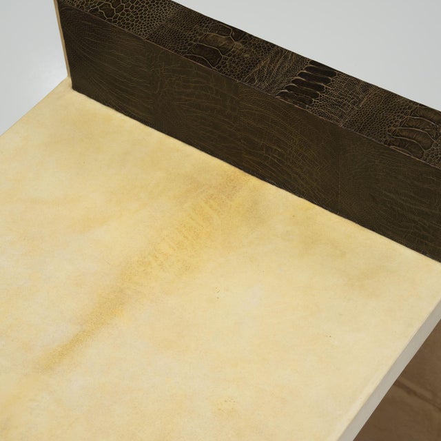 Ivory R & Y Augousti Parchment Vanity & Snakeskin Bench. France, Late 20th Century, 2 Pieces For Sale - Image 8 of 11