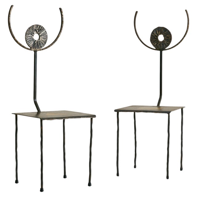 French French Brutalist Iron Accent Chair by Jean-Jacques Argueyrolles, 1990s For Sale - Image 3 of 8