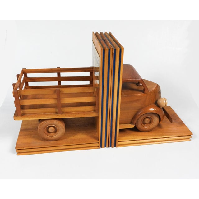 1992 Handmade Wood Truck Bookends For Sale - Image 4 of 9