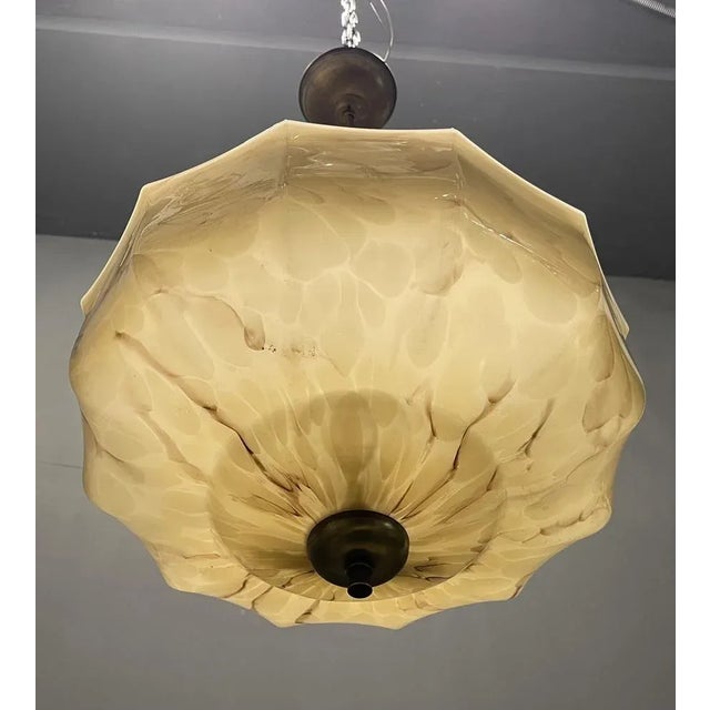 Opaline Glass Pendant Light, 1940s For Sale - Image 7 of 8