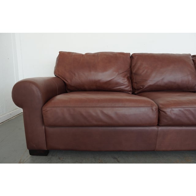 Animal Skin Pottery Barn Turner Roll Arm Leather Sofa For Sale - Image 7 of 15