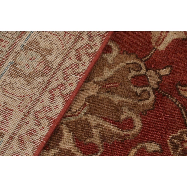 Antique Tabriz Beige Red and Blue Wool Persian Floral Rug – Medallion Style For Sale - Image 10 of 10