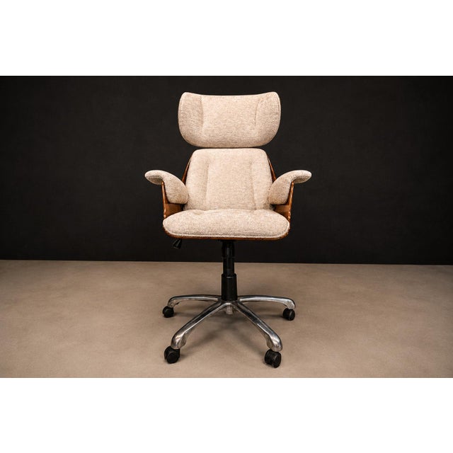 Carlo Fongaro - Tall Dinamarquesa Swivel Chair in Rosewood & Chenille, 1960s For Sale - Image 4 of 18