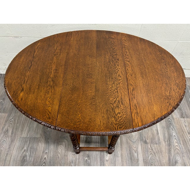 Antique 1800s English or American Jacobean Revival Drop Leaf Gate Leg Table For Sale - Image 4 of 14