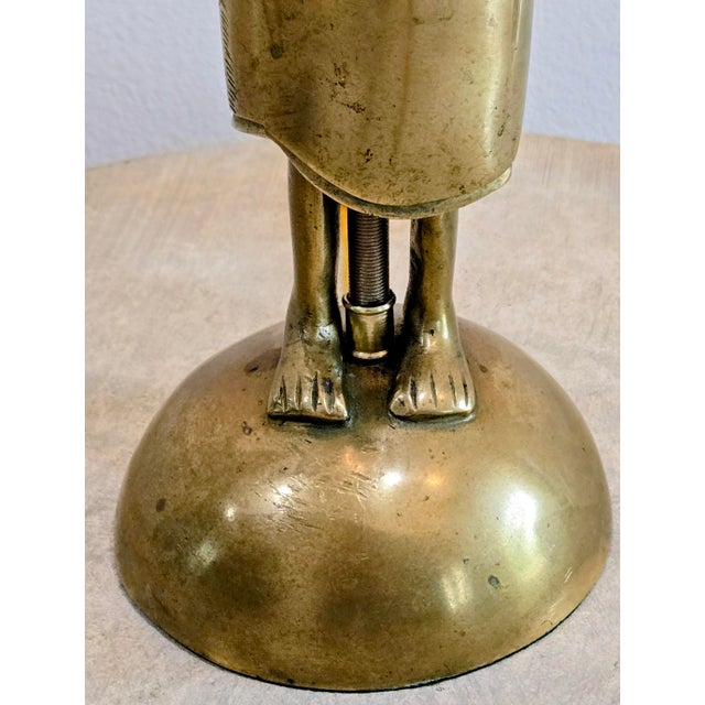 Vintage African Brass Figural Lady Table Lamp With Frosted Globe For Sale - Image 13 of 15