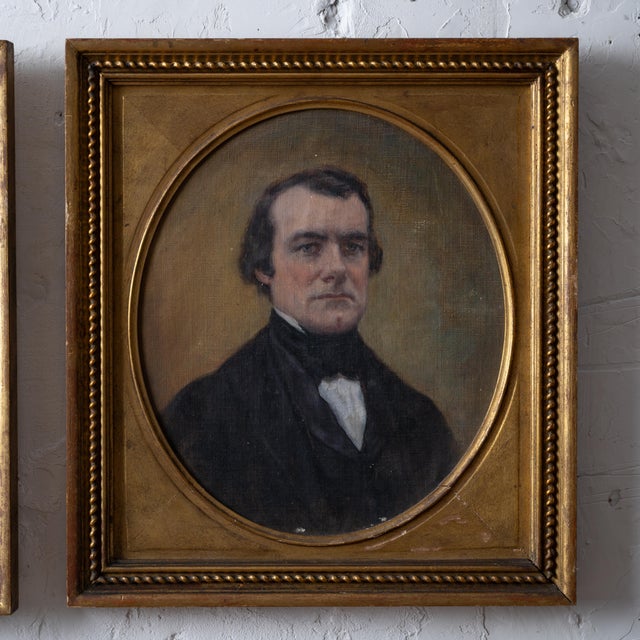 A Pair of American Portrait Paintings, 19th Century For Sale - Image 4 of 12