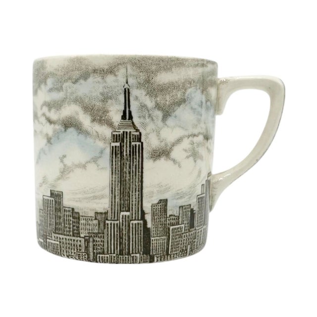 Mid-Century Modern Vintage Johnson Brothers Empire State Building Nyc Demitasse Cup & Saucer For Sale - Image 3 of 11
