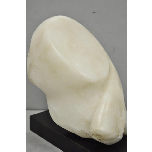 Vintage Modernist Abstract Carved Alabaster Marble Female Bust Figure Sculpture For Sale - Image 13 of 18