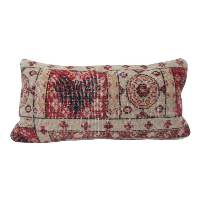 Handmade Ivory and Red Turkish Pillow Cover For Sale