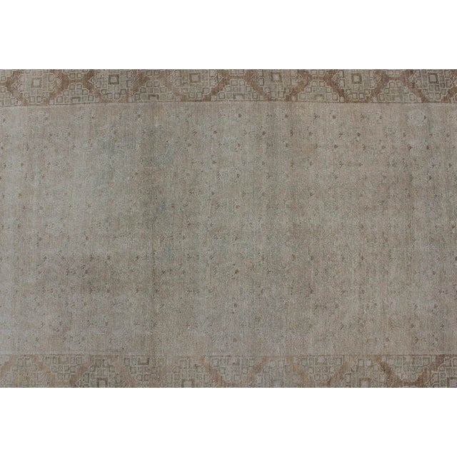 Tan Floral All-Over Medallion Vintage Turkish Oushak Runner With Faded Color Palette For Sale - Image 8 of 13