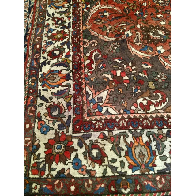 Vintage Persian Bakhtiari Rug, Handwoven Wool, Medallion Floral Pattern, Brick Red & Ivory, 7x11 For Sale - Image 12 of 15