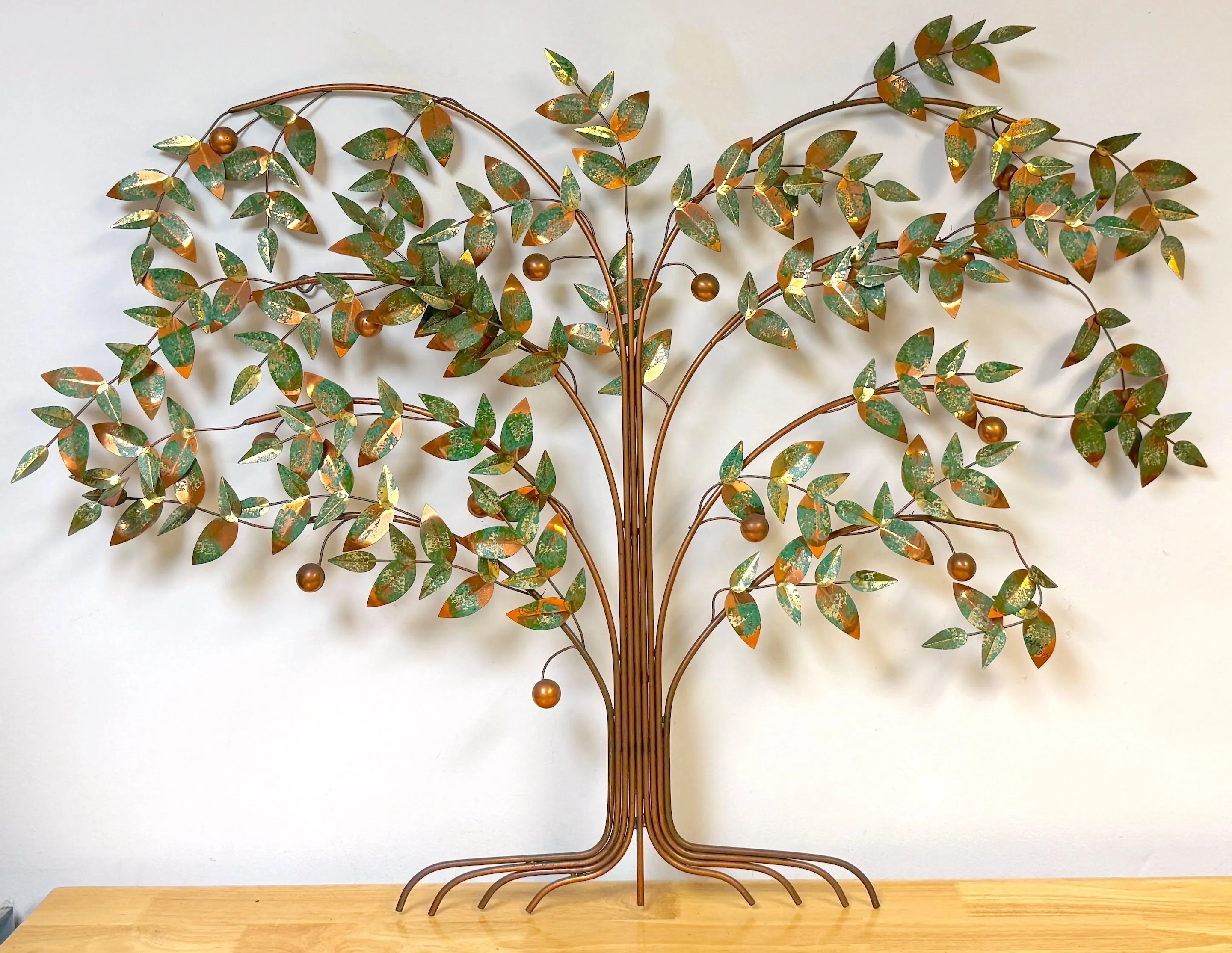 カーティスジェレ作品　カエデの木 Mid-Century Copper & Enameled 'Tree of Life' Wall Sculpture by