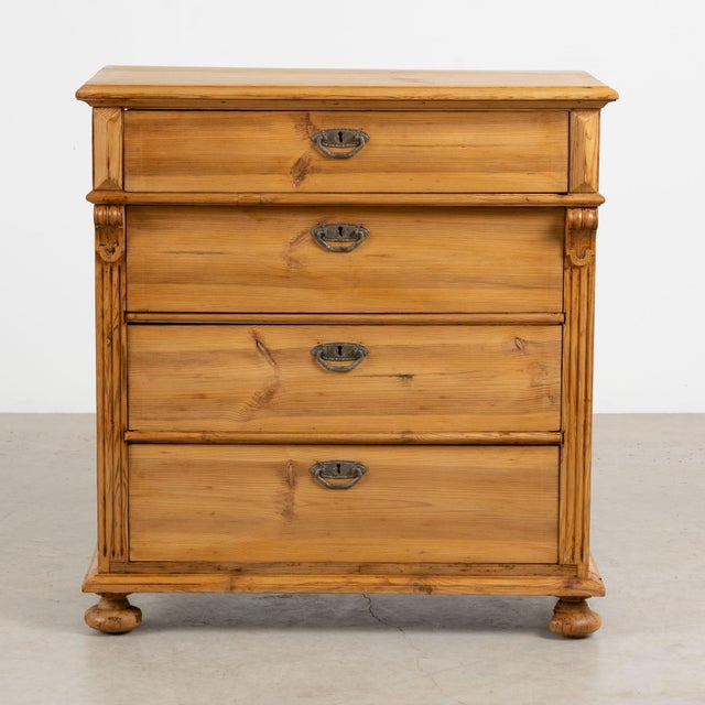 Farmhouse 19th Century Danish Waxed Pine Chest of Four Drawers For Sale - Image 3 of 13