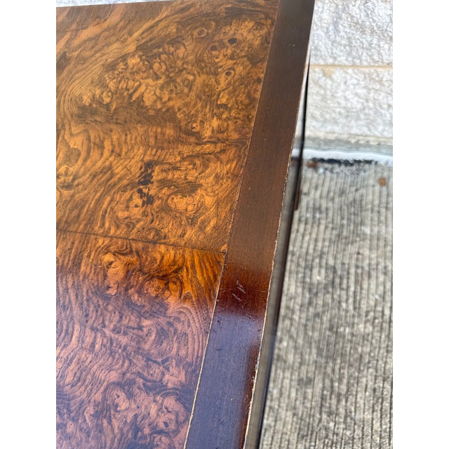 Brown Mid-Century Burl Wood Nightstand by Century Furniture With Brass Pulls For Sale - Image 8 of 12