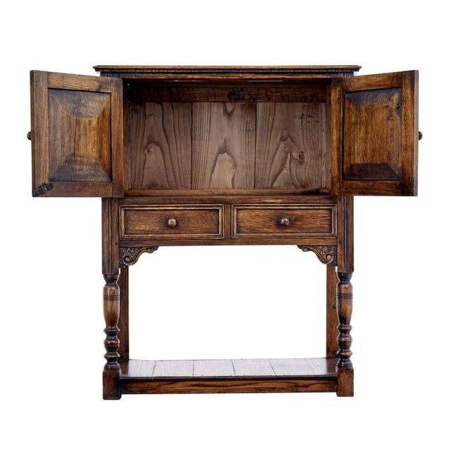 Gothic Revival English Carved Oak Cupboard, 1980s For Sale - Image 10 of 11