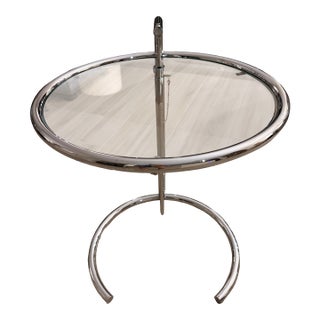 1920s ClassiCon E1027 Glass and Chrome Table For Sale