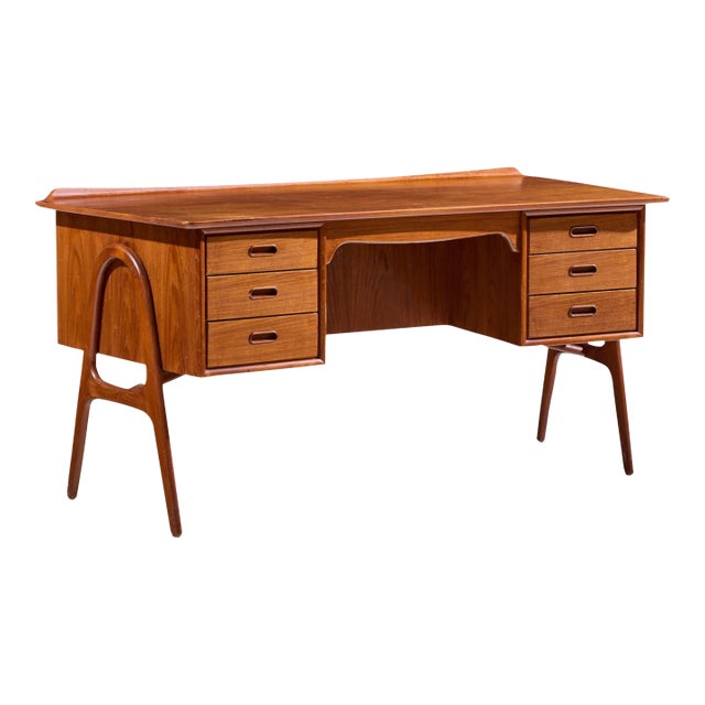 Svend Madsen Mid Century Danish Teak Curved Desk For Sale