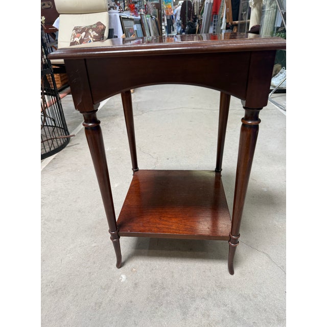 Chippendale VTG Lane Mahogany Accent Side Table Pull Out Tray For Sale - Image 3 of 4