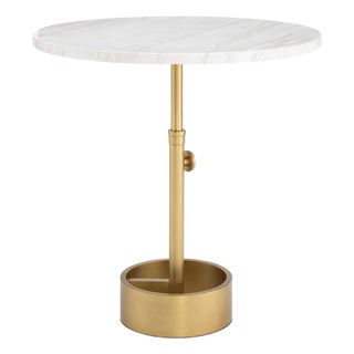Myles Accent Table Large, Natural Brass with Marble Top For Sale