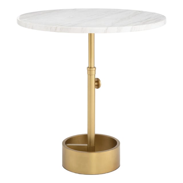 Regina Andrew Myles Accent Table Large, Natural Brass with Marble Top For Sale
